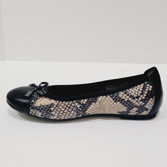 Vionic Minna Ballet Flats Women's 6 Snakeskin Cap Toe Natural Snake Black Shoes - Picture 9 of 14